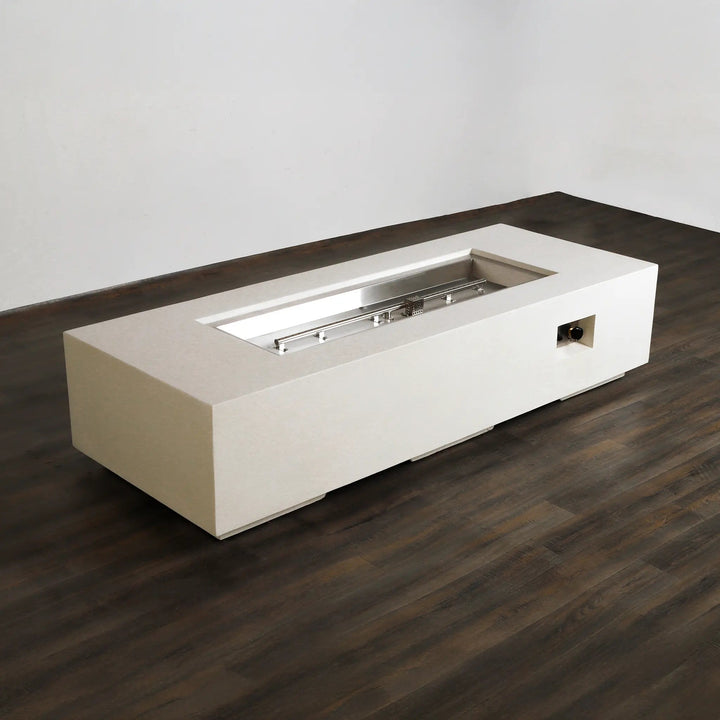 72" x 28" Rectangle Beton Concrete (GFRC) Gas Fire Pit - White by Starfire Designs