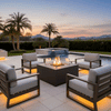 42" Square Beton Concrete (GFRC) Gas Fire Pit with Hidden Propane Tank - Graphite by Starfire Designs