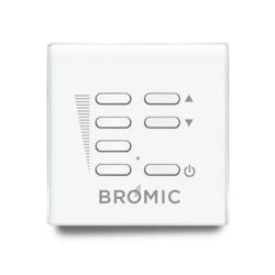 Bromic patio heater control panel with multiple heat settings, featuring a sleek white design for easy and efficient temperature management of outdoor heaters