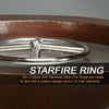 Close-up of the Starfire Ring in the Cono Moreno 31-inch Round Copper Fire and Water Bowl by Starfire Designs, showcasing the durable 304 stainless steel construction and custom design, ideal for long-lasting luxury outdoor fire pits