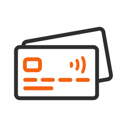 Icon of two credit cards, representing payment options, transactions, or credit card processing.