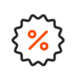 Icon showing a percentage symbol inside a badge, representing a discount, sale, or promotional offer.