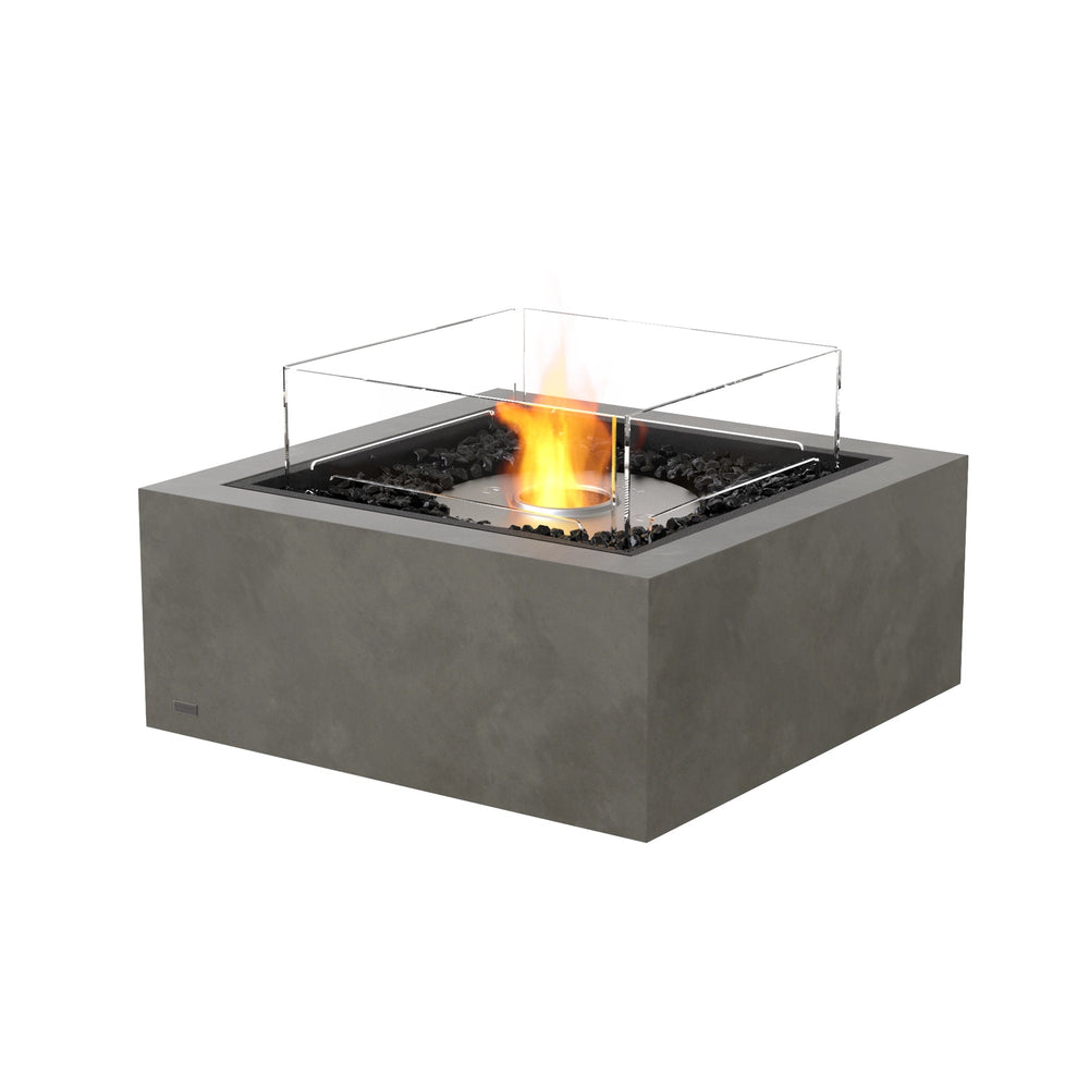 The EcoSmart Fire Base 30 in Natural features a stainless steel ethanol burner with a wind guard, designed to provide consistent and controlled flames in outdoor settings. Its minimalist square fire pit design integrates seamlessly into patios, decks, and luxury outdoor fire tables, offering a modern centerpiece for any gathering space.