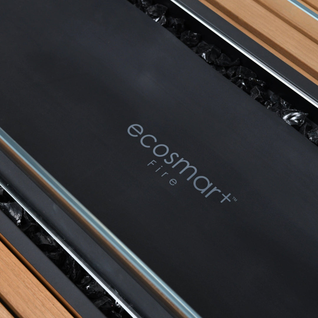 Close-up view of the EcoSmart Fire XL900 burner cover, showcasing the durable black finish with the EcoSmart Fire logo. This protective accessory keeps the ethanol burner safe from dust, moisture, and outdoor elements. Designed for premium fire pits and modern fire tables.
