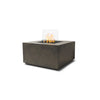 A sophisticated EcoSmart Fire Chaser 38 Natural propane fire pit, equipped with a glass wind guard to stabilize flames. Its high-quality concrete finish and propane gas burner make it an excellent choice for patios, decks, and outdoor entertaining areas.
