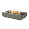 The EcoSmart Fire Cosmo 50 Natural propane fire pit features a natural concrete body with a glass wind guard to enhance flame stability. This rectangular fire pit is an elegant addition to patios, backyards, and outdoor lounge areas, providing a clean-burning propane flame with modern, contemporary aesthetics. 