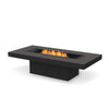 EcoSmart Fire Gin 90 Chat Height Graphite fire pit with a black burner, showcasing a sleek rectangular design, durable graphite concrete finish, and a low-profile aesthetic. The modern fire pit is fueled by natural gas or propane, creating a sophisticated outdoor centerpiece for patios and backyard spaces.

