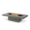  The EcoSmart Fire Gin 90 Chat Height Natural is a modern rectangular fire pit with a smooth concrete finish, designed for both propane and natural gas. Its sleek design features a burner set in a recessed black firebox with decorative black fire media, creating an elegant and functional outdoor heating solution for patios and gardens.