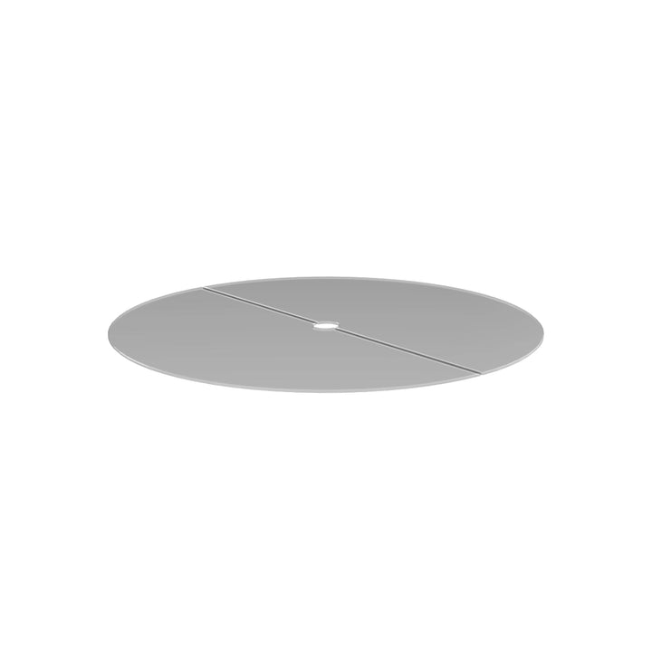 A top-down view of the EcoSmart Fire R20 Glass Cover Plate, showcasing its sturdy tempered glass build, designed to keep fire pit burners protected. Perfect for high-end gas fire pits, this cover plate prevents weather damage, debris, and dust accumulation.