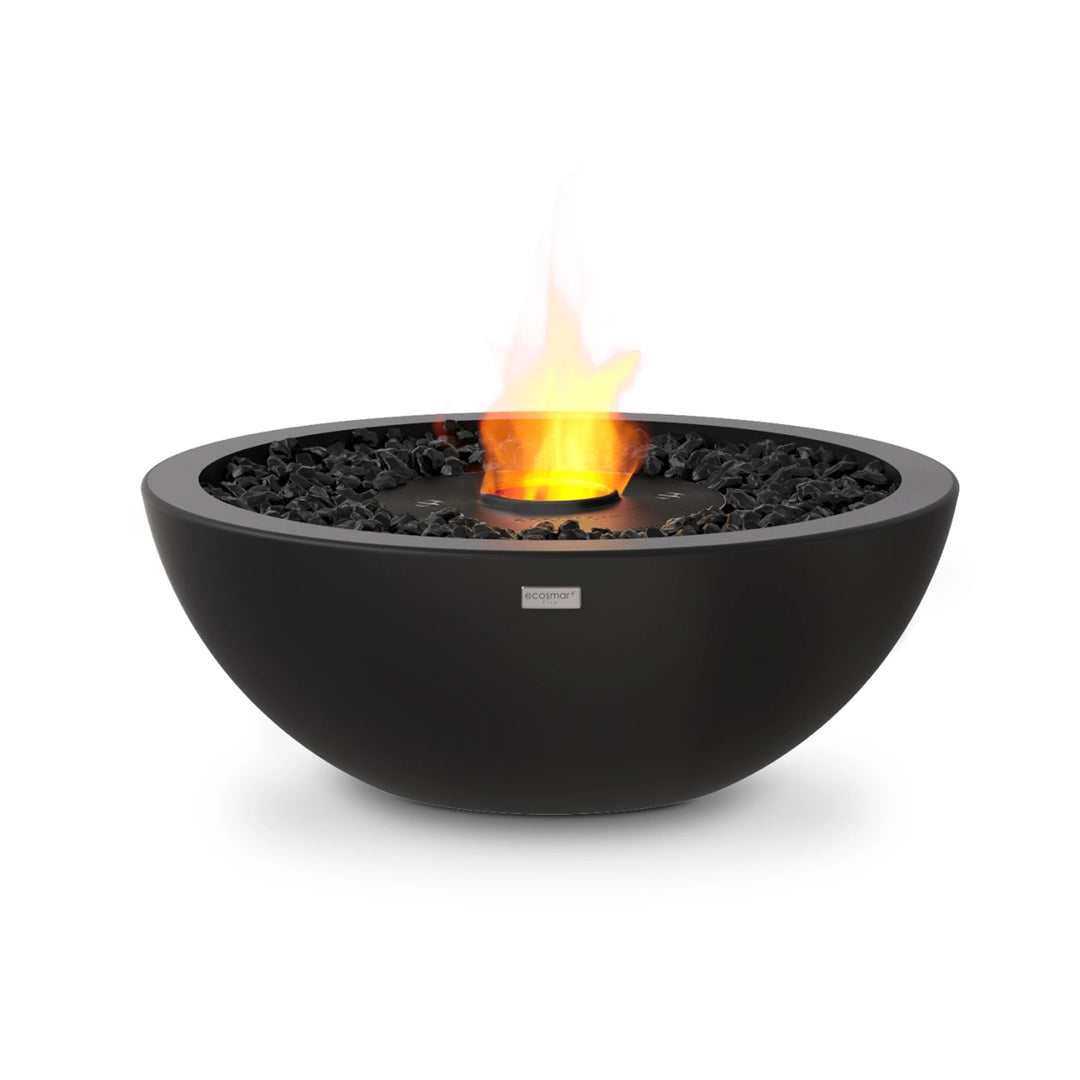 The EcoSmart Fire Mix 600 Graphite Fire Pit features a graphite-colored concrete bowl with a black burner, creating a bold and modern outdoor focal point. Designed for bioethanol fuel, this smokeless, portable fire pit delivers a warm, ambient flame with no need for gas or electricity.