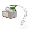 A close-up view of the e-NRG Bioethanol Jerry Can Spout Extension installed on a fuel container. This transparent extension hose allows for controlled and spill-free fuel transfer, making it an essential fire safety accessory for bioethanol fireplaces. The green safety cap and nozzle ensure a secure and leak-proof seal, preventing accidents during refueling.