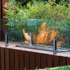 Close-up of EcoSmart Fire Twin Feet Fixings, showcasing precision-cut stainless steel brackets engineered for modern fire pit mounting. These high-quality brackets provide secure attachment for glass fire screens and enhance the stability of fire pit enclosures in contemporary outdoor and indoor spaces.
