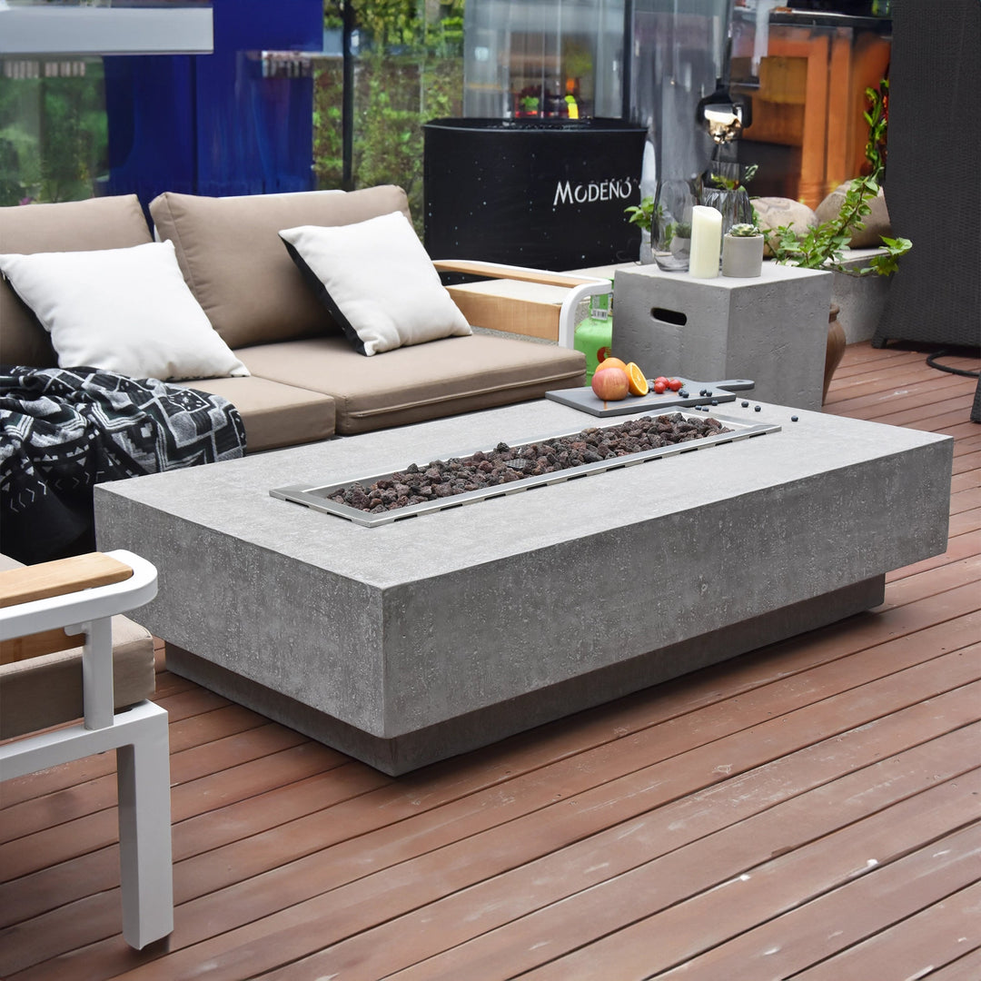 56" x 32" Rectangle Hampton Concrete Fire Table by Elementi