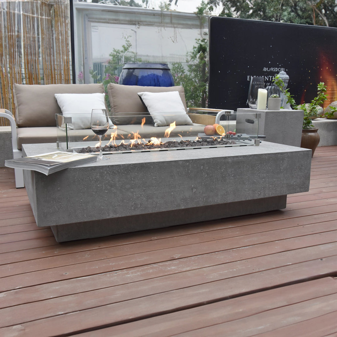 56" x 32" Rectangle Hampton Concrete Fire Table by Elementi