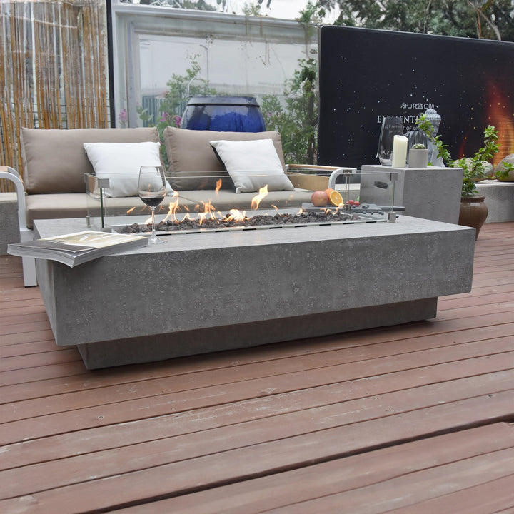 56" x 32" Rectangle Hampton Concrete Fire Table by Elementi