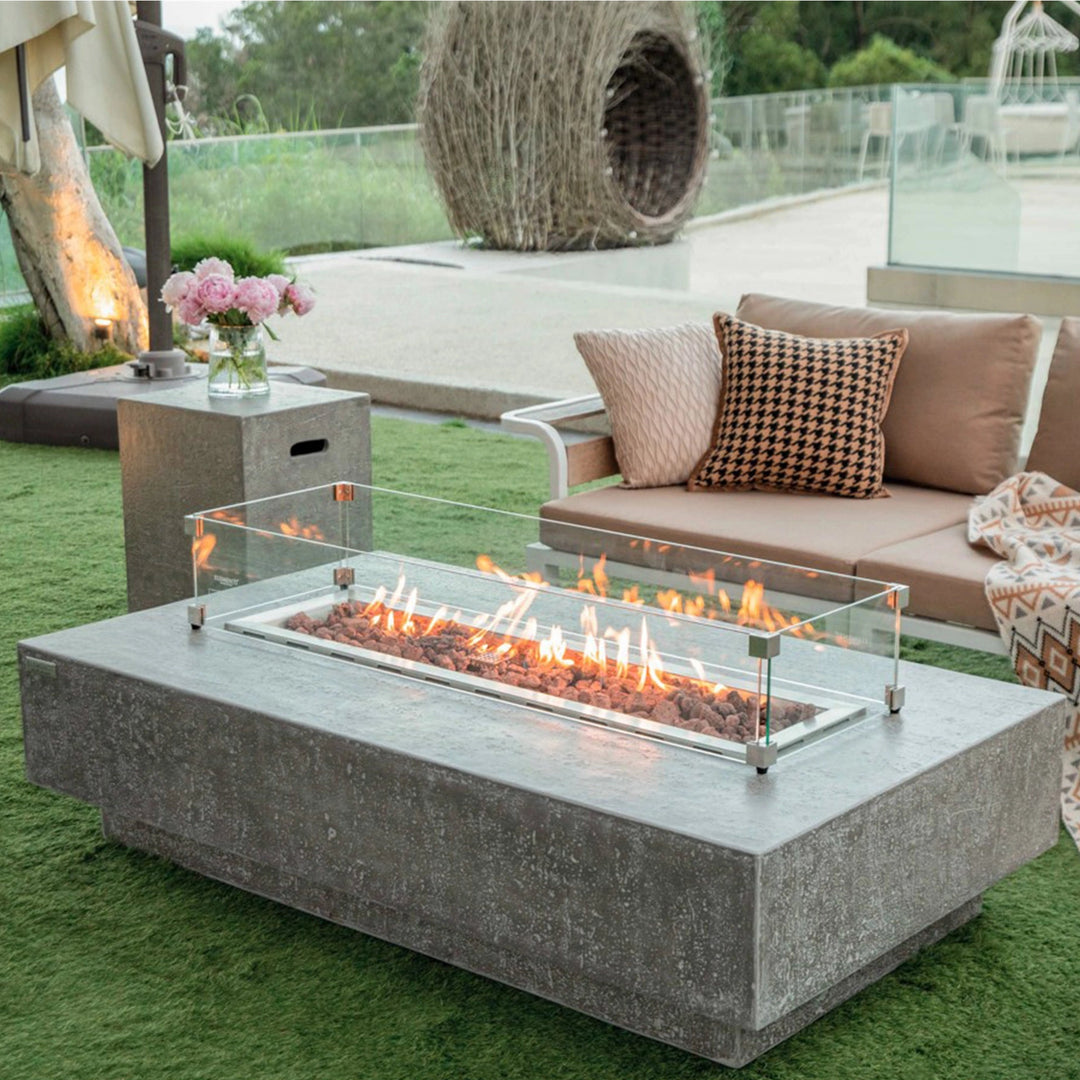 56" x 32" Rectangle Hampton Concrete Fire Table by Elementi