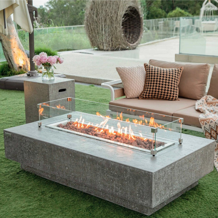 56" x 32" Rectangle Hampton Concrete Fire Table by Elementi