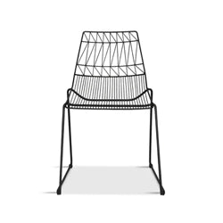 Modern wireframe bistro chair with a geometric design, perfect for outdoor dining or contemporary patio settings