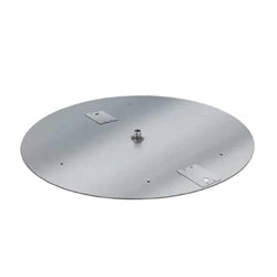 Round stainless steel fire pit pan with a central gas inlet and mounting brackets, ideal for supporting fire pit burners and providing a clean, finished look for outdoor fire pits