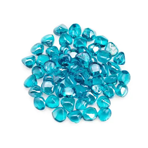 larger sized pieces of fire glass in diamond shapes in a pile on a white background