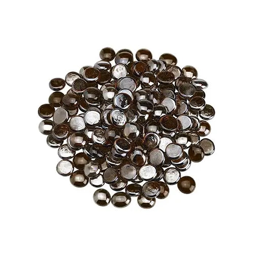 medium sized pieces of fire glass in bead shapes in a pile on a white background