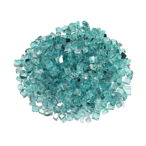 larger pieces of fire glass in half inch pieces in a pile on a white background