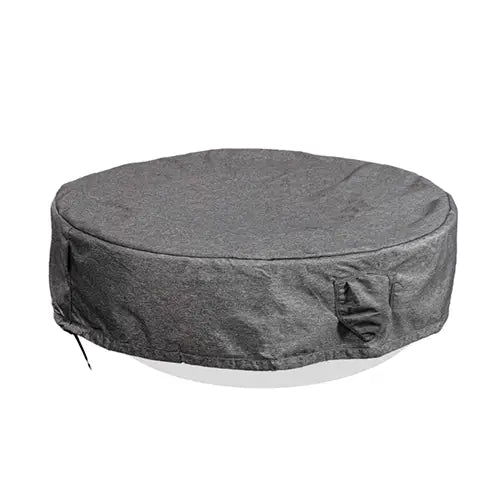 a thick and durable fire pit cover is on display over a white background