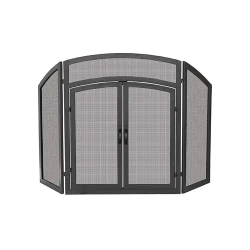 a stainless steel modern fireplace screen is on a white background