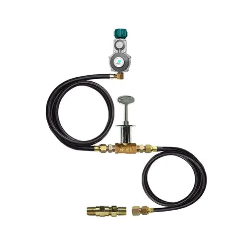 a full setup for a gas ignition system is on display on a white background