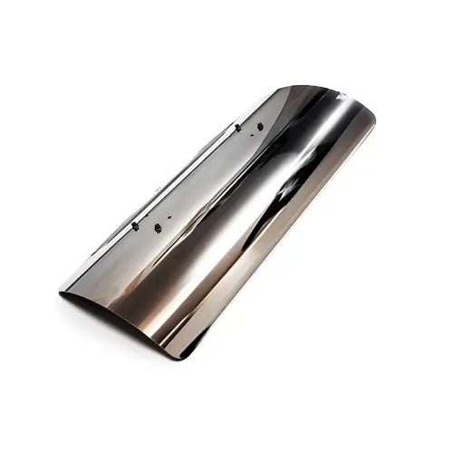 A stainless steel patio heater cover is displayed plainly over a white background