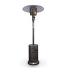 Golden Flame Outdoor Natural Gas Patio Heater in hammered silver finish displayed on a clean white background. This free-standing patio heater is designed for outdoor areas, providing powerful and consistent heat. Suitable for patios, backyards, or restaurant outdoor spaces, it's a natural gas heater with a stylish, modern appeal.