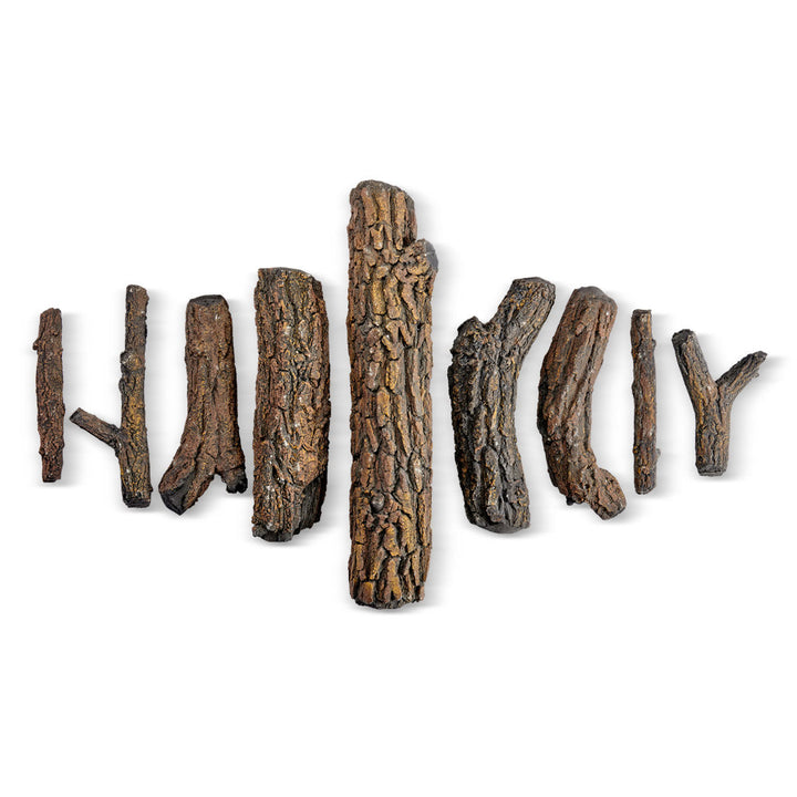 Formation Creation Country Oak Ceramic Gas Fire Pit Logs – 9 Piece Set