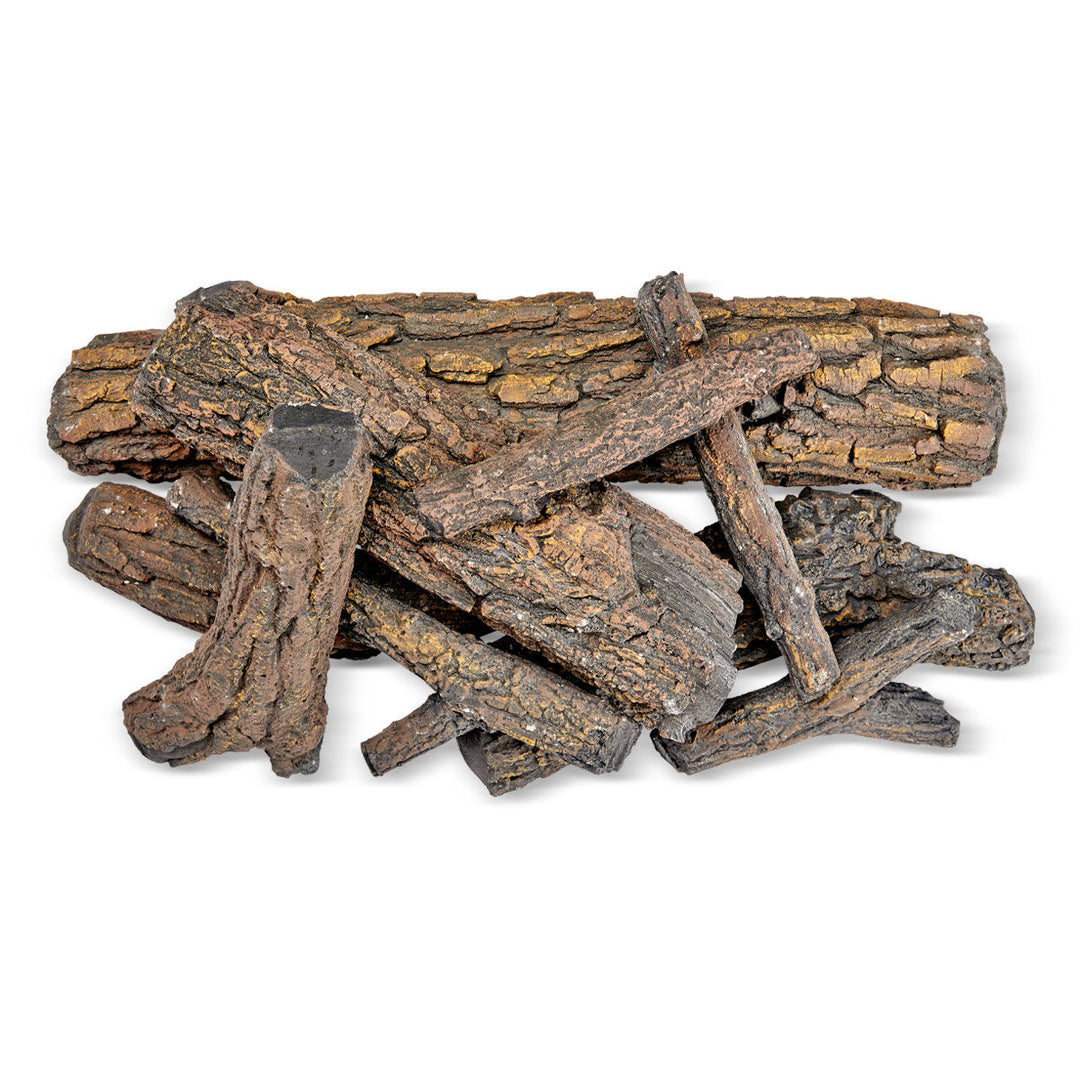 Formation Creation Country Oak Ceramic Gas Fire Pit Logs – 9 Piece Set