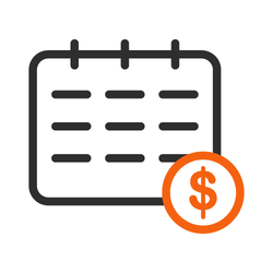 Icon of a calendar with a dollar sign, representing recurring payments, monthly billing, or payment schedules.