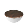 This image illustrates the exact dimensions of the Moreno 42" round copper fire pit lid, emphasizing its 42-inch diameter. The finely crafted hammered copper surface and the precise measurement make it a perfect fit for various outdoor fire pits, offering both protection and a functional surface.