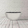 The Prism Hardscapes Moderno 1 Gas Fire Bowl in ultra white, with its clean, minimalist design, is shown in this image. This smooth concrete outdoor fire pit is perfect for those looking for a luxury fire pit experience. Its versatile design complements a range of modern outdoor spaces, ideal for backyard fire pits and commercial settings alike.