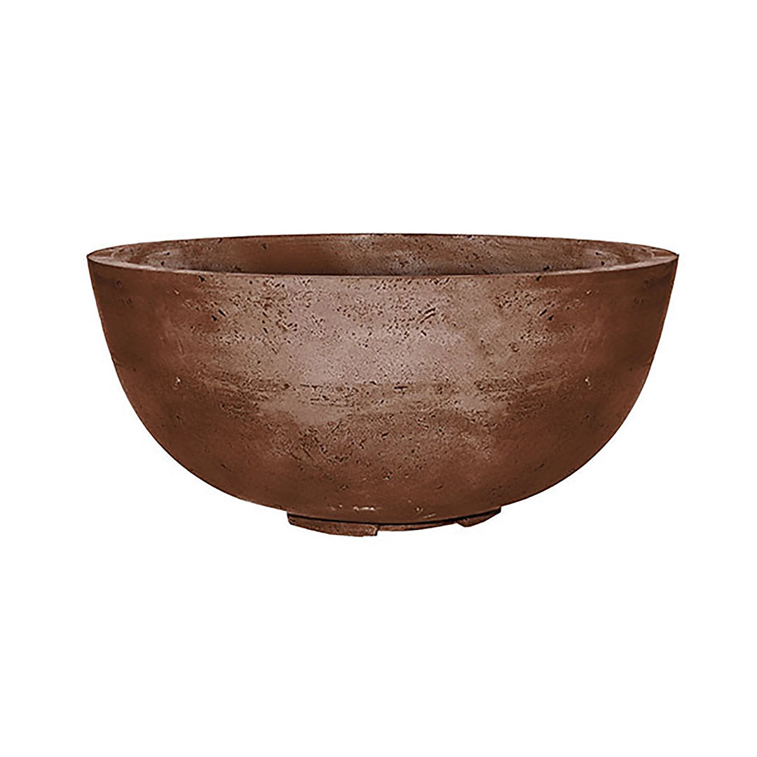 Prism Hardscapes Moderno 1 Gas Fire Pit in Cafe, a sleek, round fire bowl with a smooth concrete finish, ideal for modern outdoor spaces. Perfect for providing warmth and ambiance in your backyard or patio. This large gas fire pit bowl adds a contemporary touch to any setting, made from durable materials that withstand outdoor elements. Use this cafe-colored fire pit to enhance your outdoor area