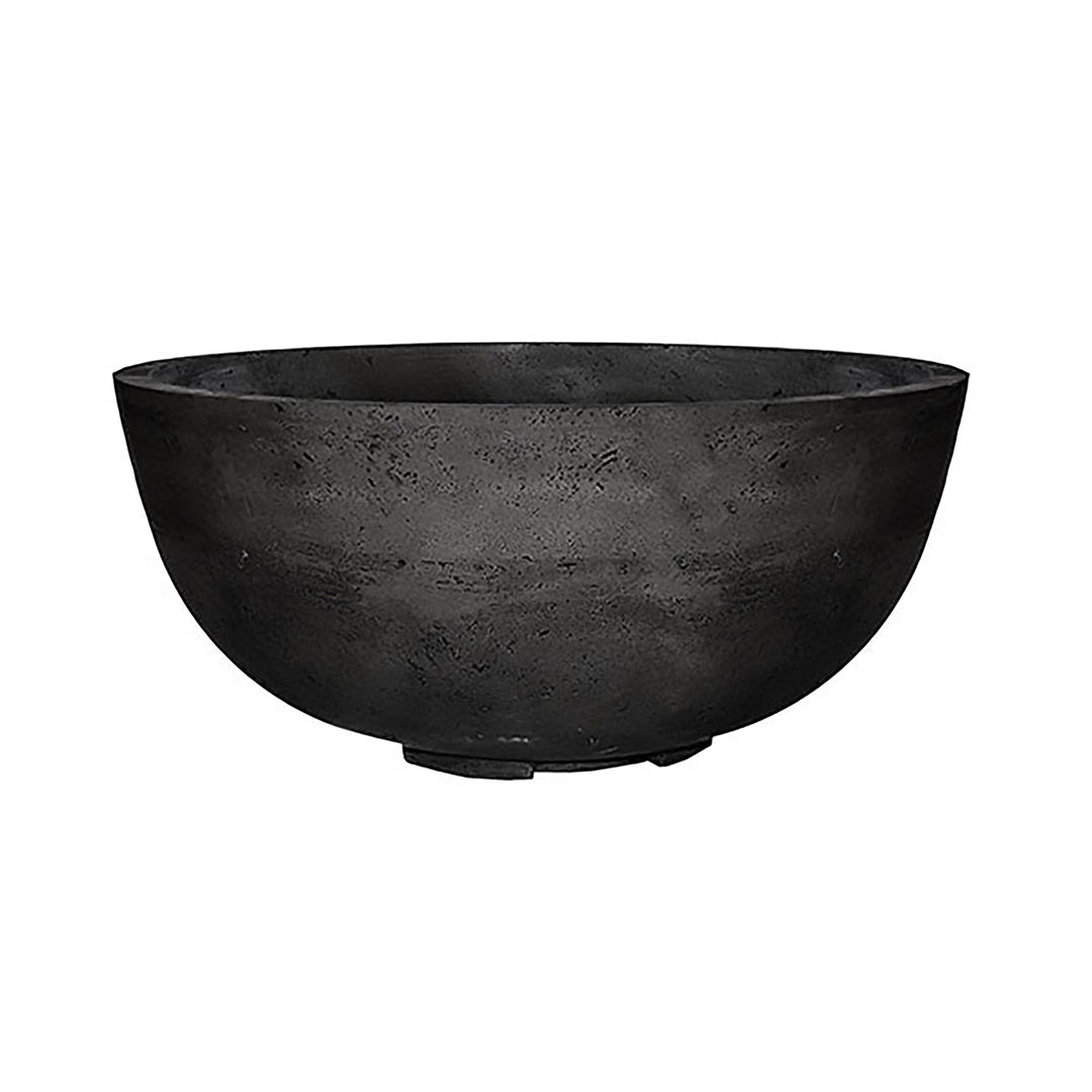 Prism Hardscapes Moderno 1 Gas Fire Pit in Ebony, a deep black round fire bowl with a modern concrete finish. Ideal for contemporary outdoor settings, this fire pit provides warmth and elegance, making it perfect for your patio or backyard. Its durable construction is built to last, withstanding all outdoor conditions. This sleek ebony fire pit is designed for those who love modern aesthetics