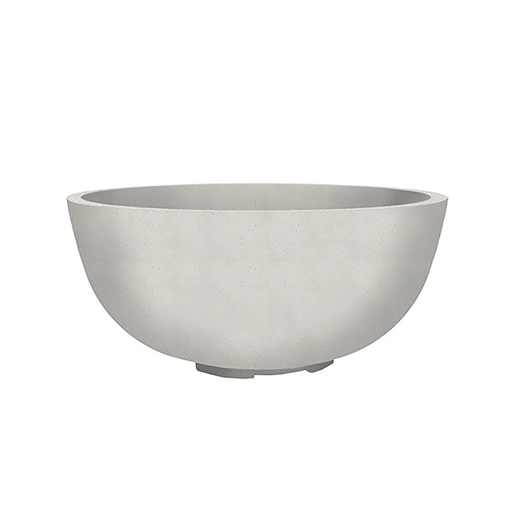 Prism Hardscapes Moderno 1 Gas Fire Pit in Ultra White, a stunningly clean, white round concrete fire bowl. This fire pit is ideal for modern outdoor spaces, providing both warmth and a sleek, minimalist design. Made from durable concrete, it can withstand outdoor elements while maintaining its pristine look. Perfect for contemporary patios, backyards, or garden settings looking for a luxurious touch.