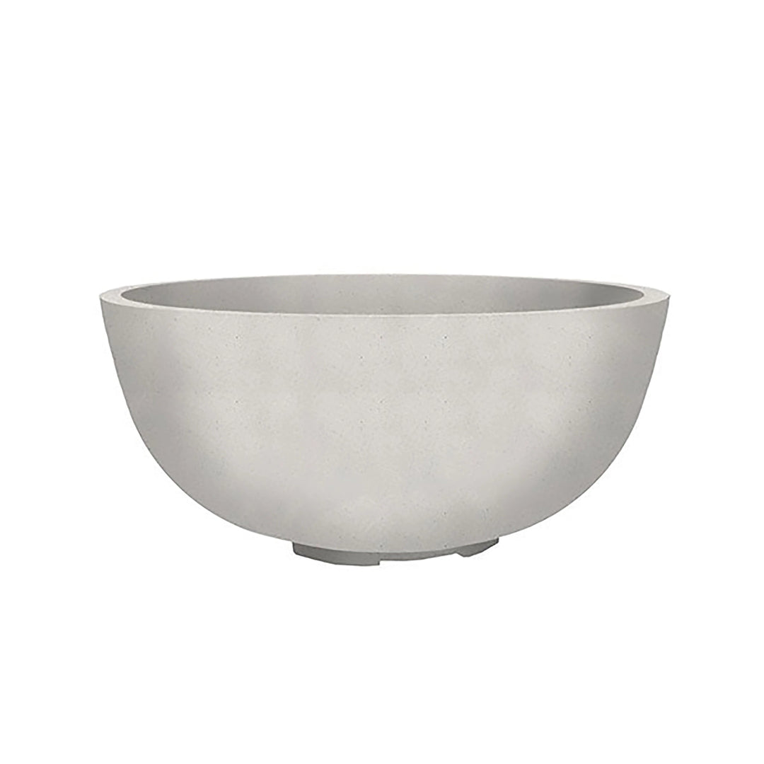 Prism Hardscapes Moderno 1 Gas Fire Pit in Ultra White, a stunningly clean, white round concrete fire bowl. This fire pit is ideal for modern outdoor spaces, providing both warmth and a sleek, minimalist design. Made from durable concrete, it can withstand outdoor elements while maintaining its pristine look. Perfect for contemporary patios, backyards, or garden settings looking for a luxurious touch.