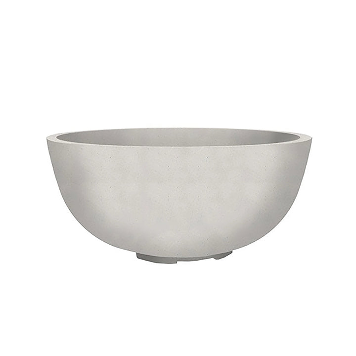 Prism Hardscapes Moderno 1 Gas Fire Pit in Ultra White, a stunningly clean, white round concrete fire bowl. This fire pit is ideal for modern outdoor spaces, providing both warmth and a sleek, minimalist design. Made from durable concrete, it can withstand outdoor elements while maintaining its pristine look. Perfect for contemporary patios, backyards, or garden settings looking for a luxurious touch.