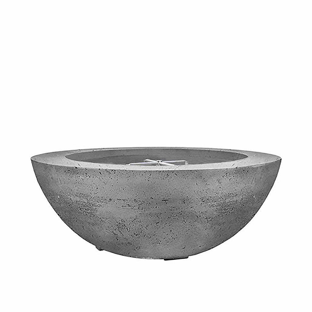 The Prism Hardscapes Moderno 6 Gas Fire Bowl in natural color, featuring a minimalist design and smooth concrete finish. This fire pit is ideal for modern outdoor settings, blending functionality and style. With a powerful gas burner, this large outdoor fire bowl is perfect for adding warmth and ambiance to backyard gatherings