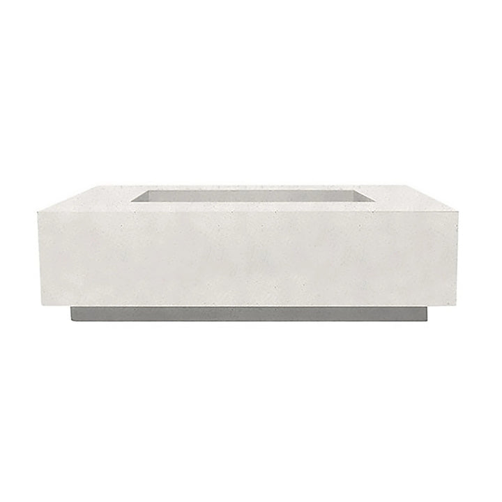 The Prism Hardscapes Tavola 1 Gas Fire Pit in ultra white, featuring a minimalist and modern rectangular design. This fire pit is perfect for outdoor fire pit setups, providing a clean and sophisticated look. Built for durability, it is an excellent addition to any backyard fire pit or outdoor space, offering both style and warmth.