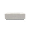 Prism Hardscapes Tavola 7 Gas Fire Pit in ultra white finish, offering a clean and crisp look. Its rectangular, low-profile design brings a modern touch to outdoor settings, perfect for creating a sleek, minimalist backyard aesthetic. Constructed from durable concrete, this gas fire pit provides both style and warmth for outdoor living spaces.