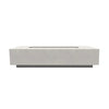 Front view of the Prism Hardscapes Tavola 72 Gas Fire Pit in Ultra White finish. This bright and minimalist fire pit design adds a clean, modern touch to outdoor spaces. The rectangular shape and durable concrete construction make it a striking focal point for luxury outdoor fire pits, ideal for backyard fire features and modern patio fire pits.