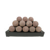 Brown Rasmussen Alterna Vent-Free FireBalls in a 24-inch layered arrangement, ideal for adding a rustic touch to backyard fire pit tables or outdoor gas fire pits. This vent-free design offers efficient heating and a natural aesthetic for modern outdoor spaces.