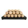 Elegant beige 30-inch Rasmussen Alterna Vent-Free FireBalls arranged in a pyramid formation, perfect for enhancing the aesthetic of outdoor gas fire pits. These vent-free fireballs offer a modern and efficient heating solution for patio fire tables or backyard fire pits.