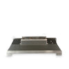 20-inch Rasmussen Indoor Alterna Vent-Free FireGlitter See-Thru Burner with no flame. Features a sleek, stainless steel base designed for efficient, clean indoor heating, providing a modern alternative to traditional fire pits. Ideal for indoor fire pit applications, vent-free functionality allows convenient use without a chimney
