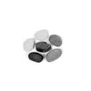 Extra large Rasmussen Vented Firestones Assortment Pack, a blend of black, white, and light gray fire stones. Suitable for gas fire pits, these vented stones offer a realistic, durable option that complements various outdoor fireplace designs with a modern aesthetic.