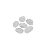 Rasmussen Vented FireStones Assortment Pack in white, extra-large size. Six oval-shaped ceramic stones designed for vented gas fire pits, adding a modern aesthetic to fireplaces with durable, heat-resistant material. Ideal for enhancing outdoor fire pits and providing an elegant, natural look